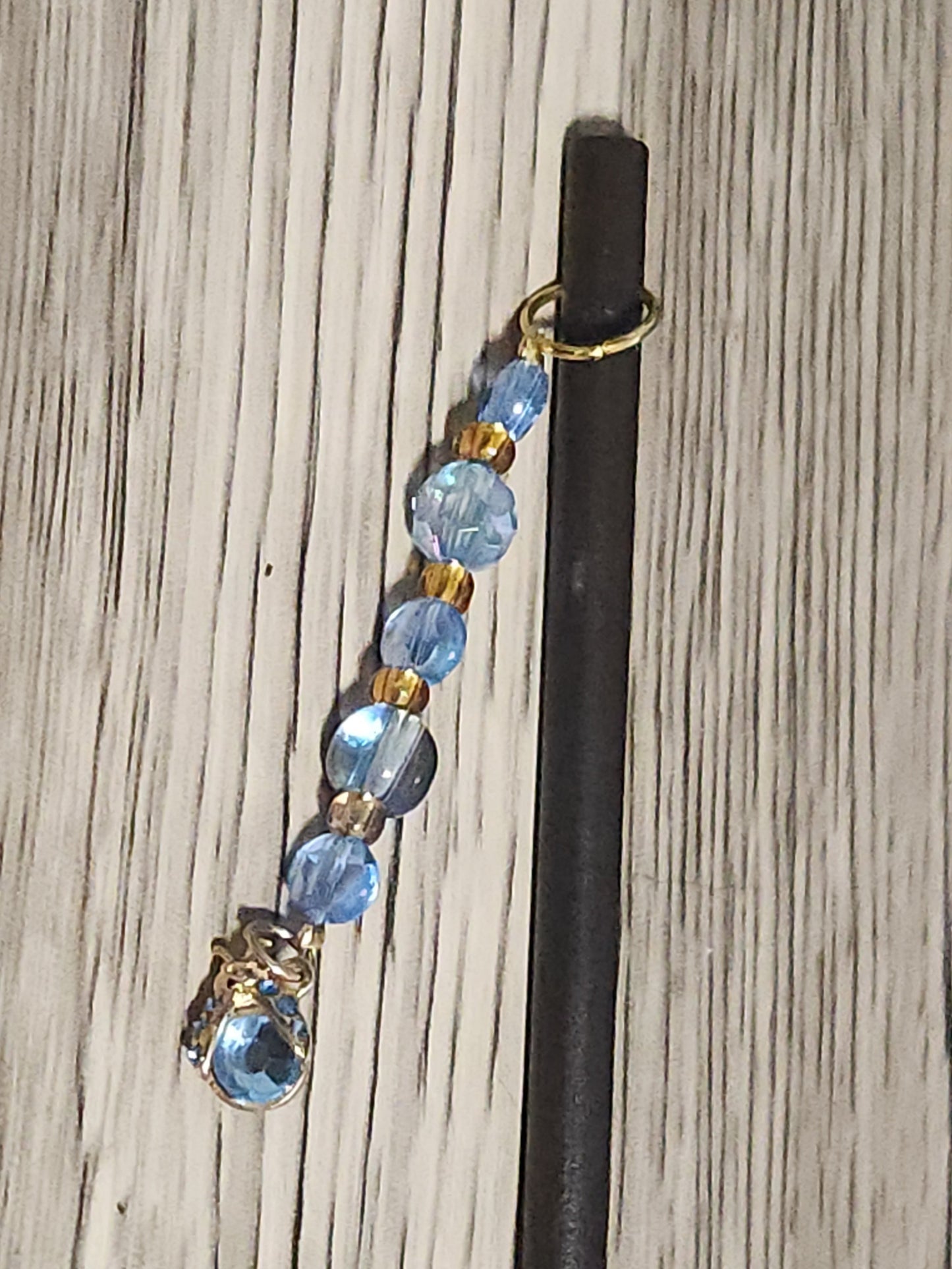 Sky Blue Beetle Beaded Hair Stick