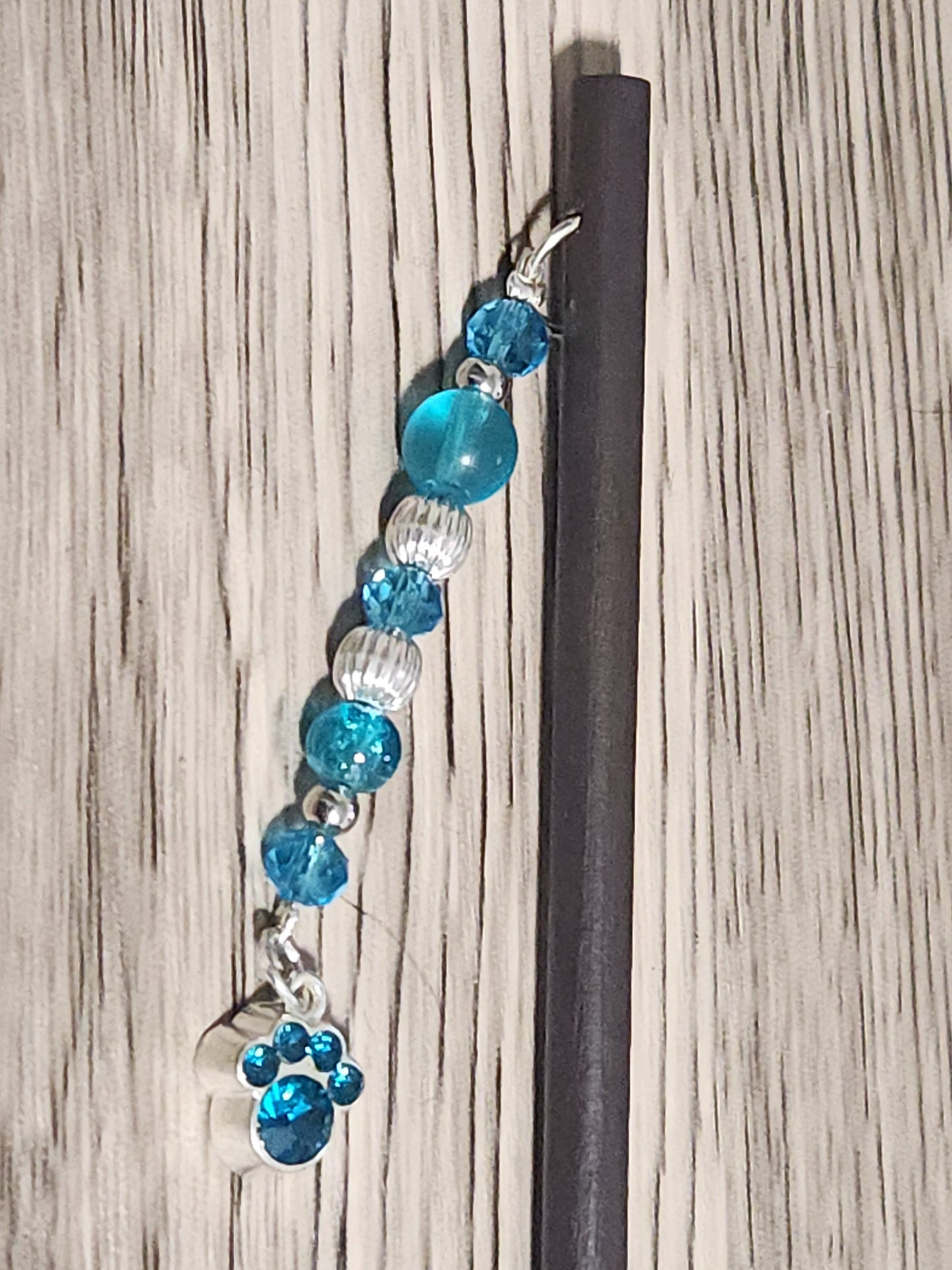 Cerulean Paw Print Hair Stick