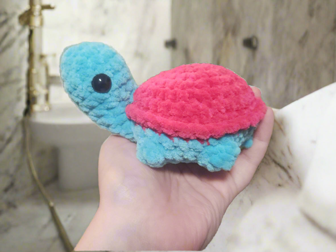 Cotton Candy Crochet Turtle Plushie