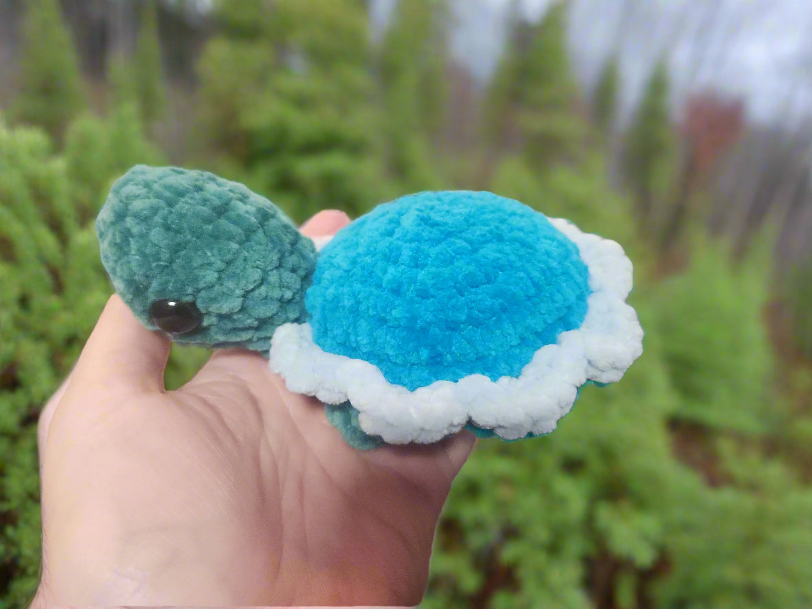 Forget Me Not Turtle Crochet Plushie