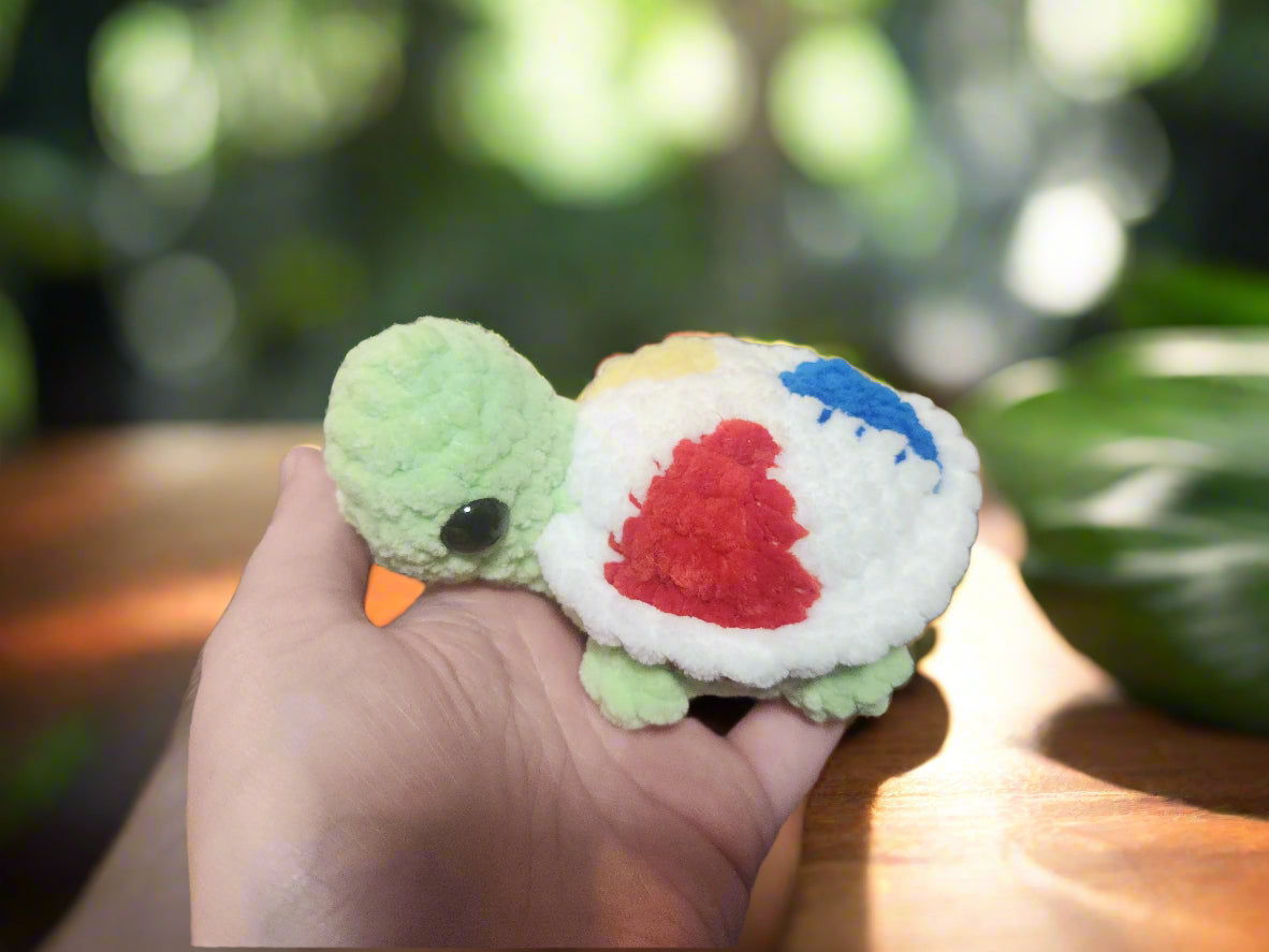 Beachball Turtle Crochet Plushie