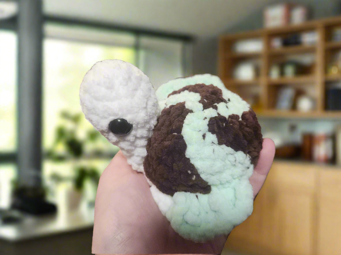 Mint Chocolate Crochet Turtle Plushie
