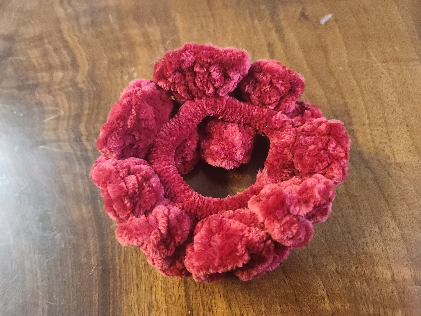 Set of Two Crimson Crochet Scrunchies