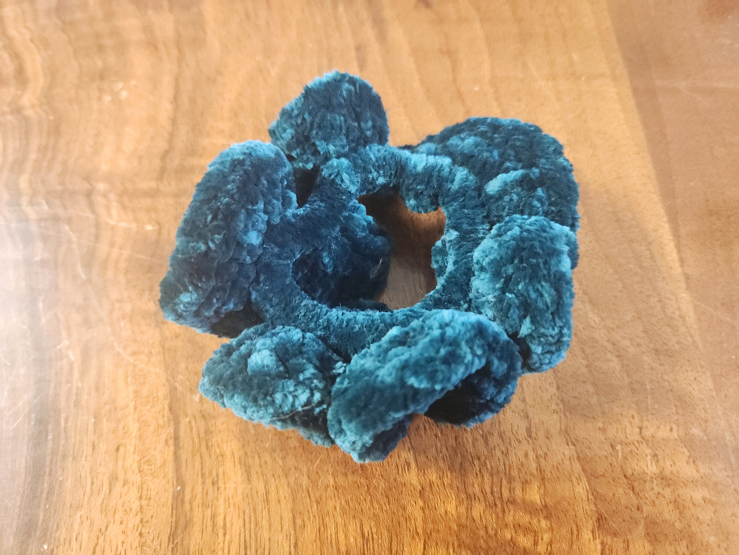 Set of Two Teal Crochet Scrunchies