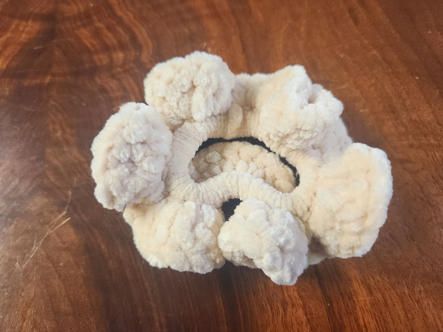 Set of Two Ivory Crochet Scrunchies