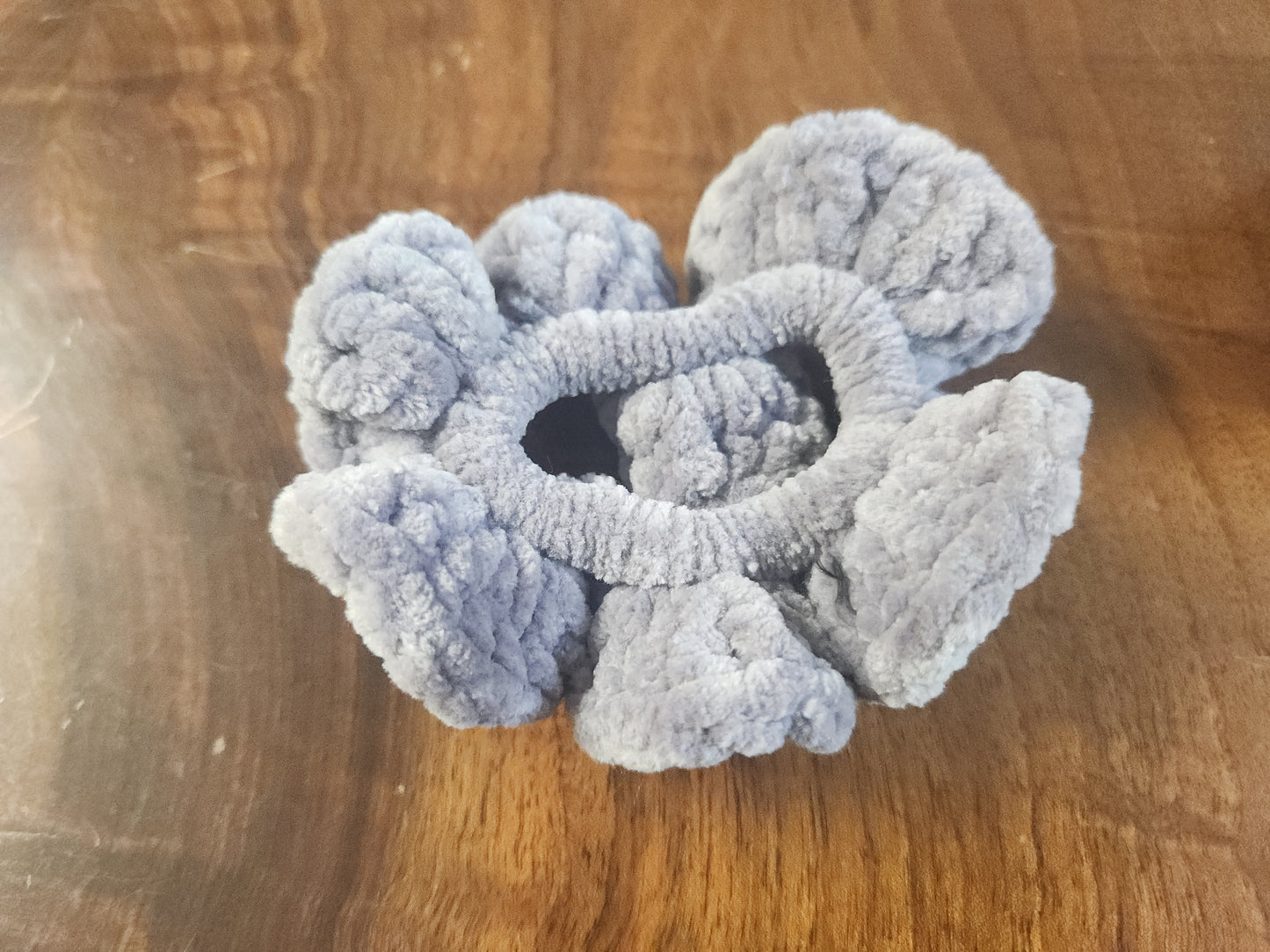 Set of Two Silvery Gray Crochet Scrunchies