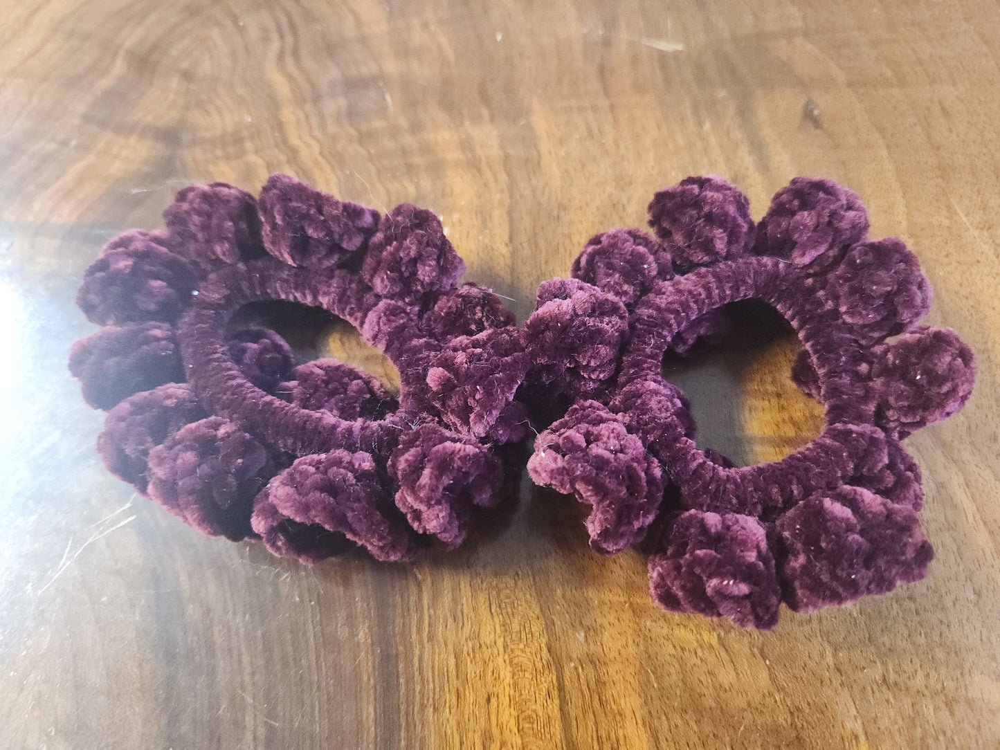Set of Two Maroon Crochet Scrunchies