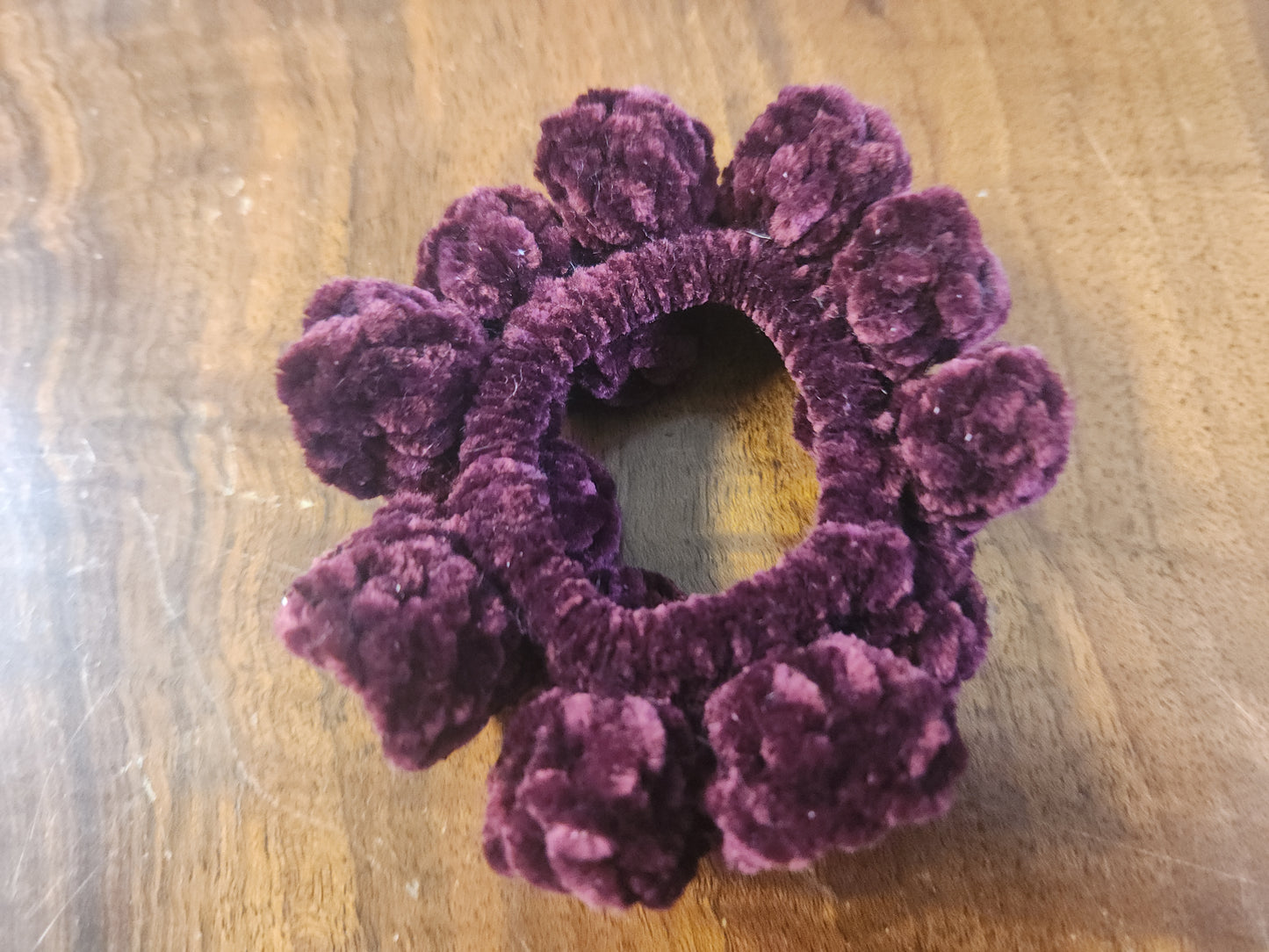 Set of Two Maroon Crochet Scrunchies