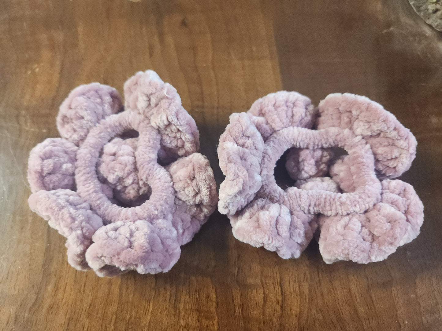 Set of Two Blush Crochet Scrunchies