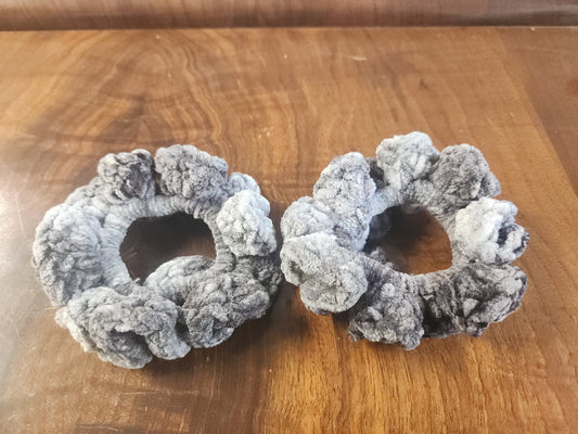Set of Two Cloudy Day Crochet Scrunchies