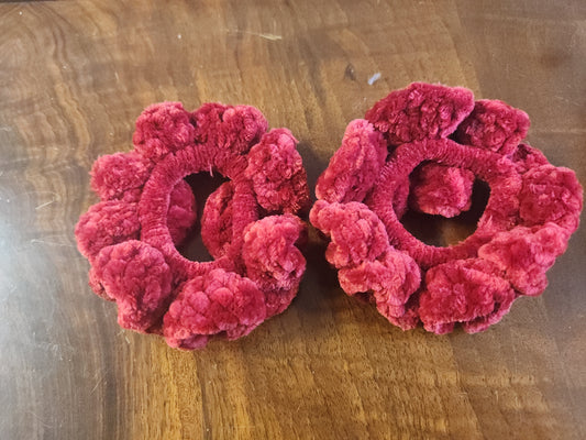 Set of Two Crimson Crochet Scrunchies