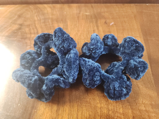 Set of Two Royal Blue Crochet Scrunchies