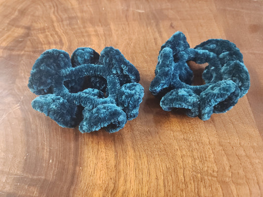 Set of Two Teal Crochet Scrunchies
