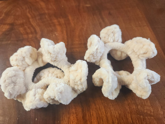 Set of Two Ivory Crochet Scrunchies