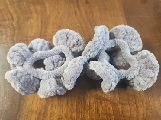 Set of Two Silvery Gray Crochet Scrunchies