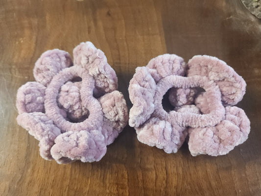 Set of Two Blush Crochet Scrunchies