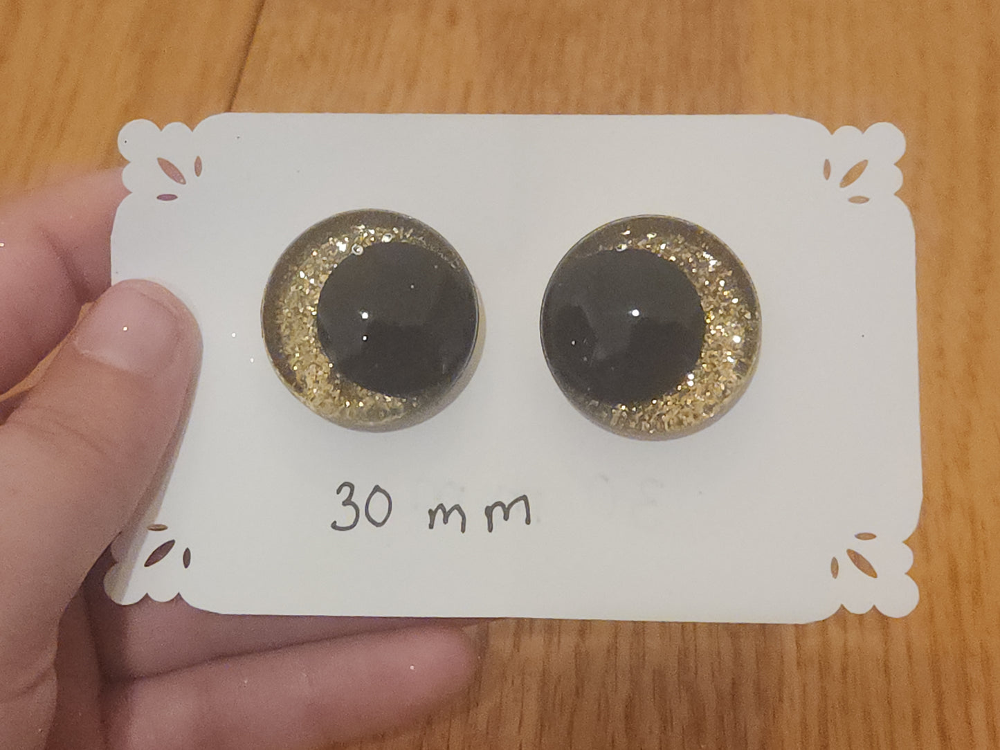 Glittering Gold Safety Eyes 16 mm, 20 mm, 30 mm